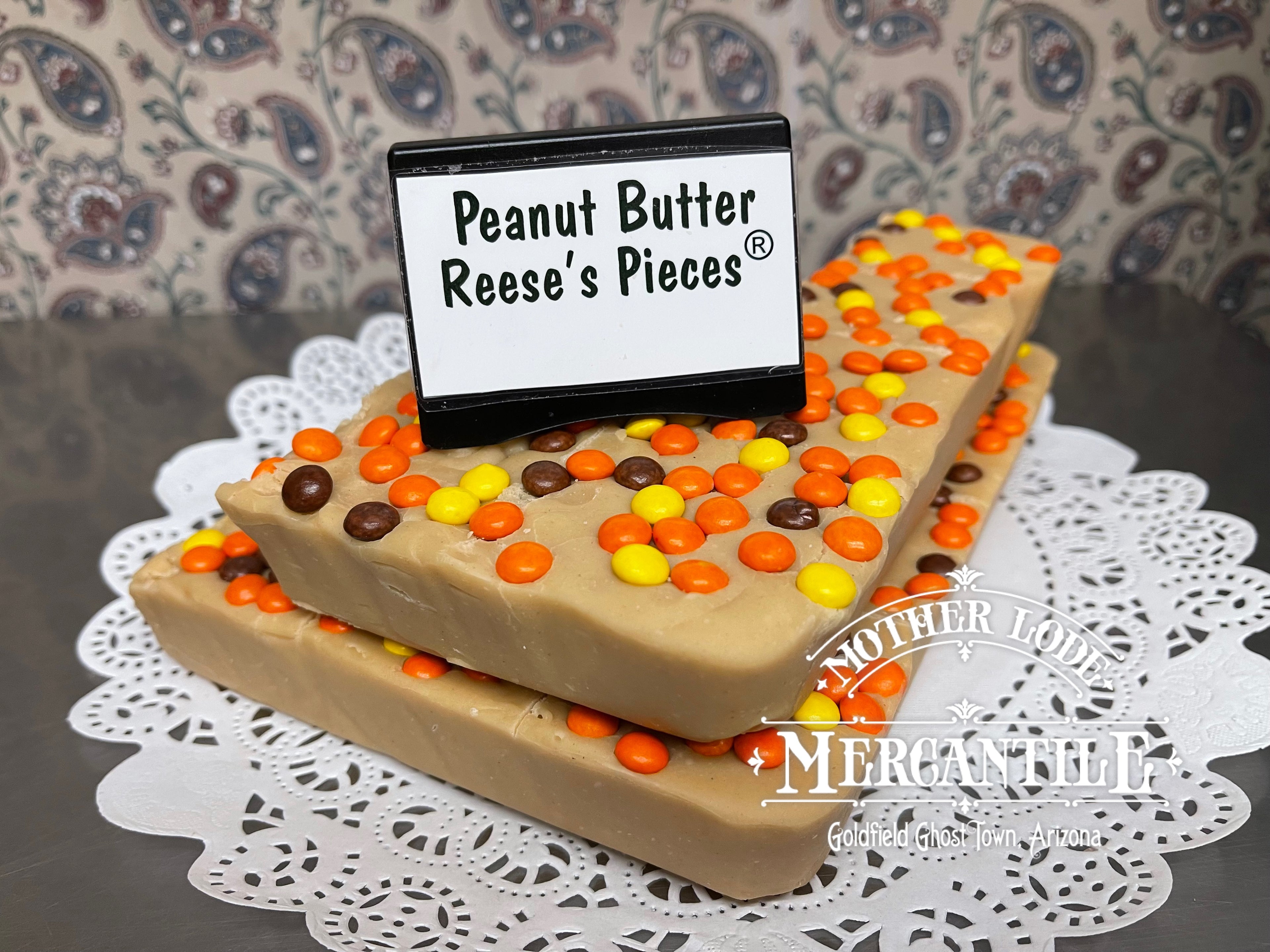 Peanut Butter Reeses Pieces Fudge Box